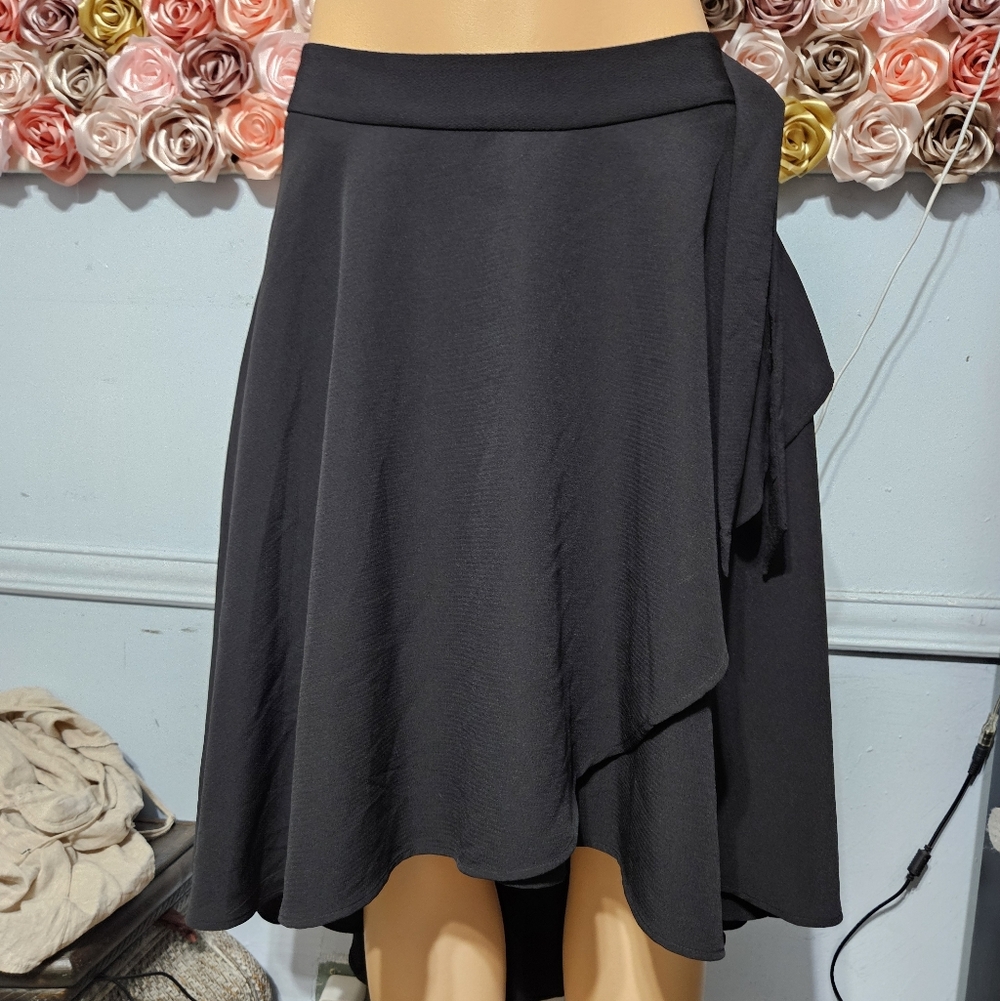 Express Black Asymmetrical Midi Skirt